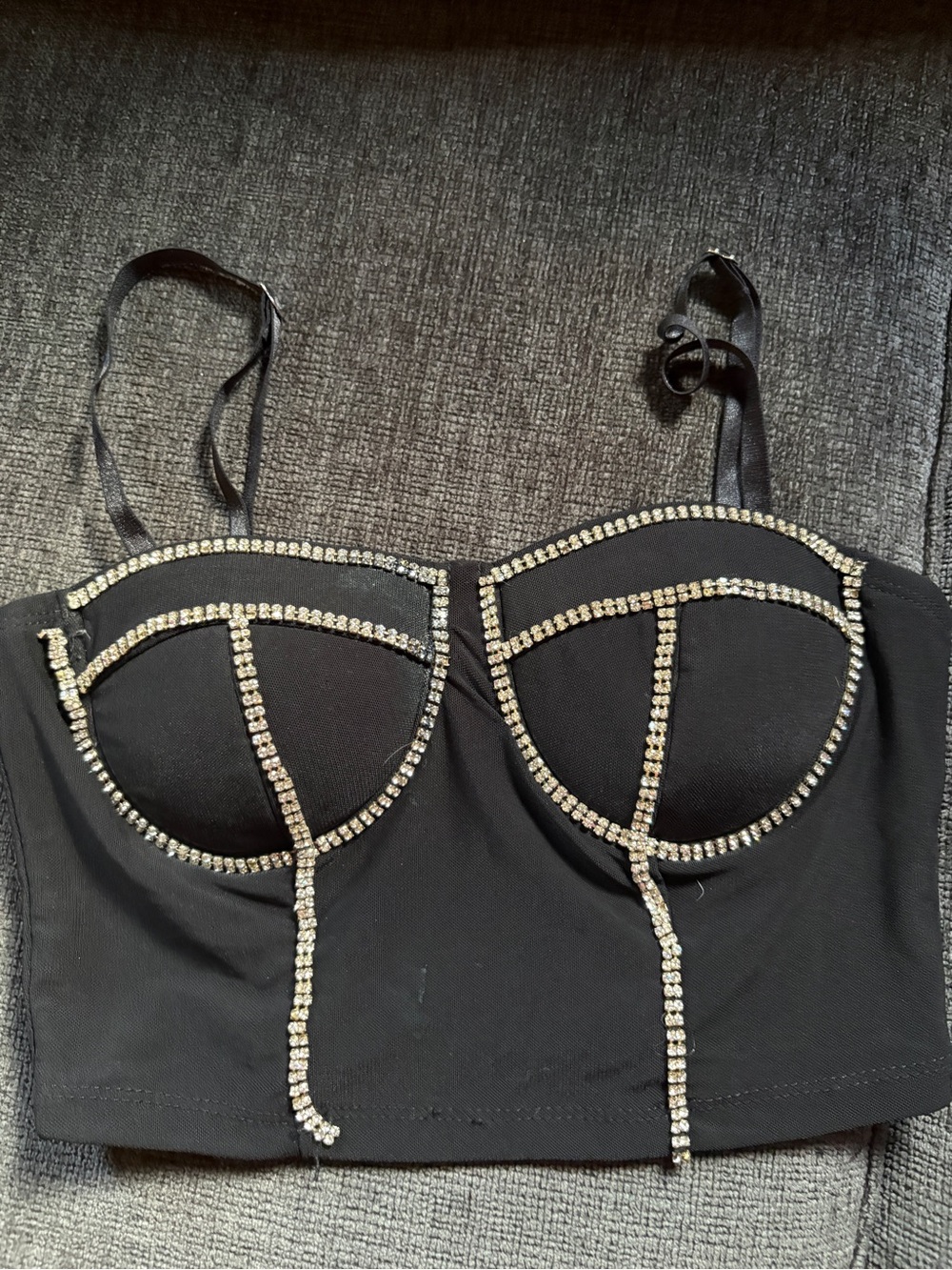 Haute Monde Black Rhinestone-Trim Bustier Bandeau